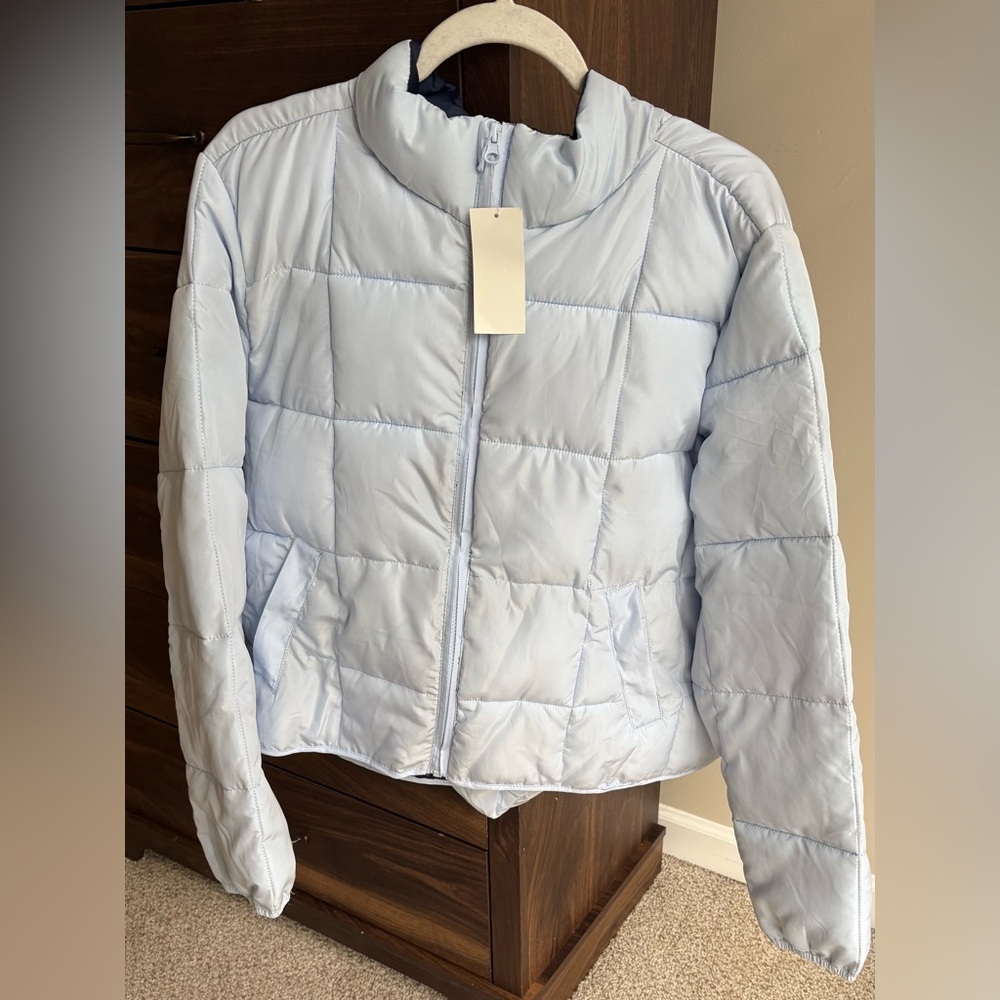 Walmart no boundaries light Blue Women's Puffer Jacket - Casual Quilted Coat